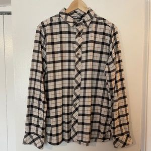 North Face Mens Flannel Black and White Plaid Shirt